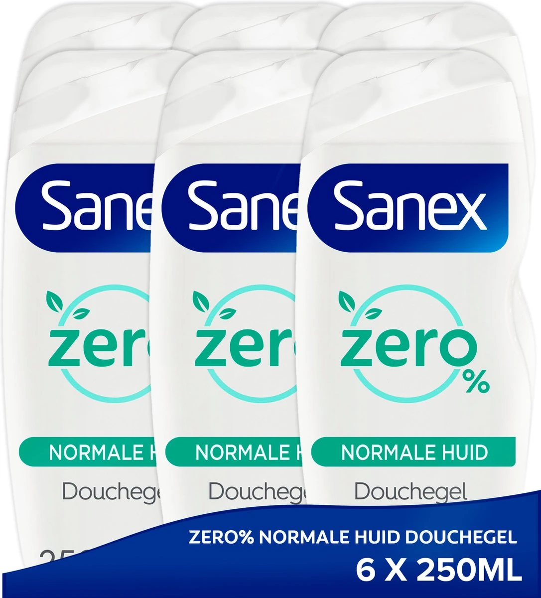 Sanex Zero% Normale Huid Douchegel - 6 X 250ml - Douchegel Voordeelverpakking 1 Sanex Zero% Normale Huid Douchegel - 6 X 250ml - Douchegel Voordeelverpakking