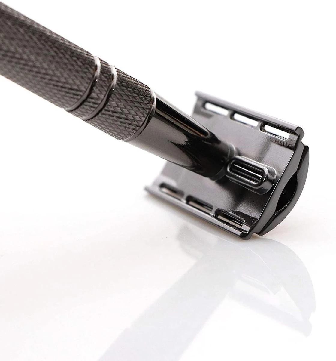 Safety Razor Scheermes + 20 Scheermesjes - Aluminium - Antraciet - Double Blade 2 Safety Razor Scheermes + 20 Scheermesjes - Aluminium - Antraciet - Double Blade - Afbeelding 2