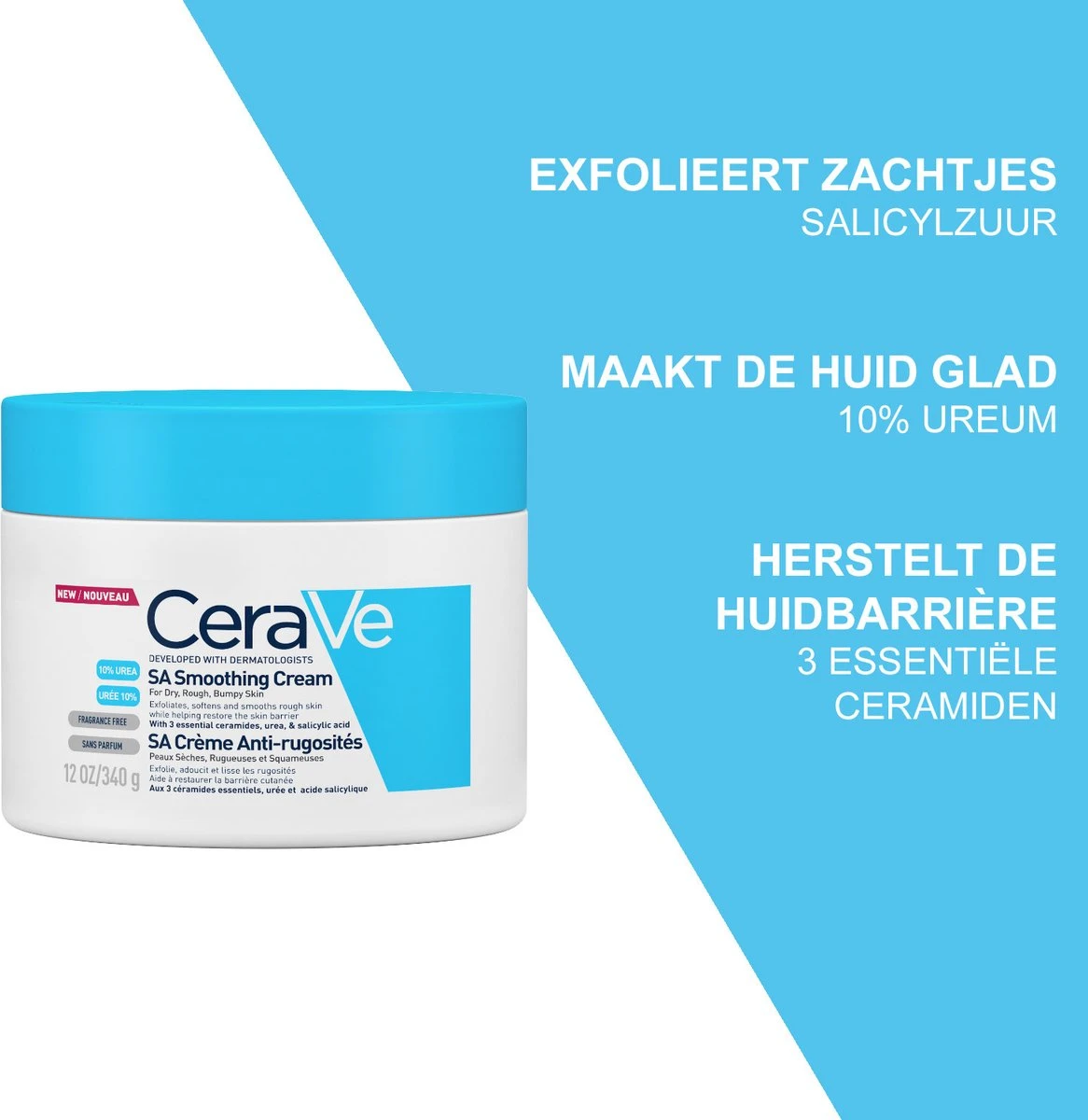 CeraVe - SA Smoothing Cream - Bodycréme - Droge En Ruwe Huid - 340 G 2 CeraVe - SA Smoothing Cream - Bodycréme - Droge En Ruwe Huid - 340 G - Afbeelding 2