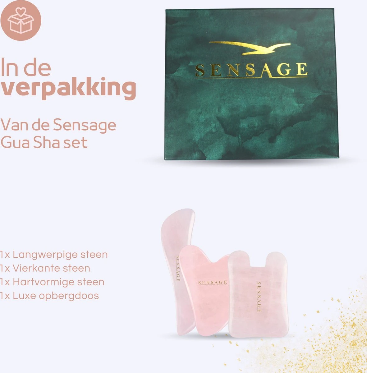 Sensage Gua Sha Set | 3-Delige Massage Set | 100% Natuurlijke Rozenkwarts Guasha Steen | Relax Anti Aging | Huidverzorging | Ontspanning | Gezichtsmassage | Lekkerder In Je Vel 6 Sensage Gua Sha Set | 3-Delige Massage Set | 100% Natuurlijke Rozenkwarts Guasha Steen | Relax Anti Aging | Huidverzorging | Ontspanning | Gezichtsmassage | Lekkerder In Je Vel - Afbeelding 6