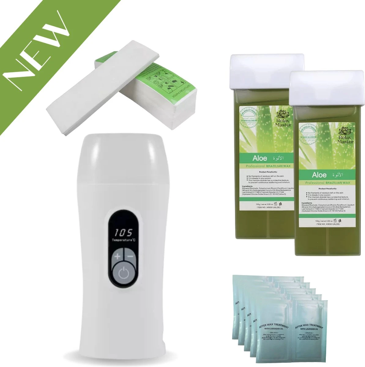 Wax Apparaat Vernieuwende Digitale Wax Roller - Wax Patroon Verwarmer - Wax Roller Kit Incl. 2 Aloe Vera Vullingen, After Wax & Waxstrips - Waxroller - Ontharen Voor Man En Vrouw 1 Wax Apparaat Vernieuwende Digitale Wax Roller - Wax Patroon Verwarmer - Wax Roller Kit Incl. 2 Aloe Vera Vullingen, After Wax & Waxstrips - Waxroller - Ontharen Voor Man En Vrouw