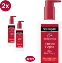Neutrogena Intense Repair, Intensief Herstellende CICA Body Balsem, Noorse Formule, Hydraterende Bodylotion Voor De Zeer Droge, Ruwe En Jeukende Huid 2 X 250 Ml