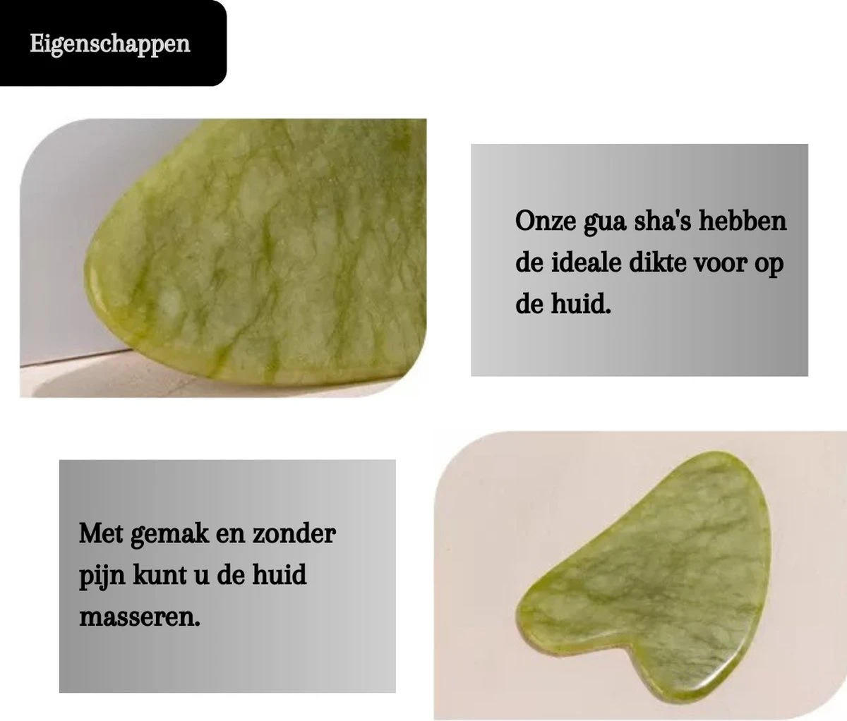 Demiracle® Pure Jade Gua Sha – Schraper - Massagehulpmiddel – Gezichtsmassage – Massage – Jade Roller - Face Roller – Ontspanning 6 Demiracle® Pure Jade Gua Sha – Schraper - Massagehulpmiddel – Gezichtsmassage – Massage – Jade Roller - Face Roller – Ontspanning - Afbeelding 6