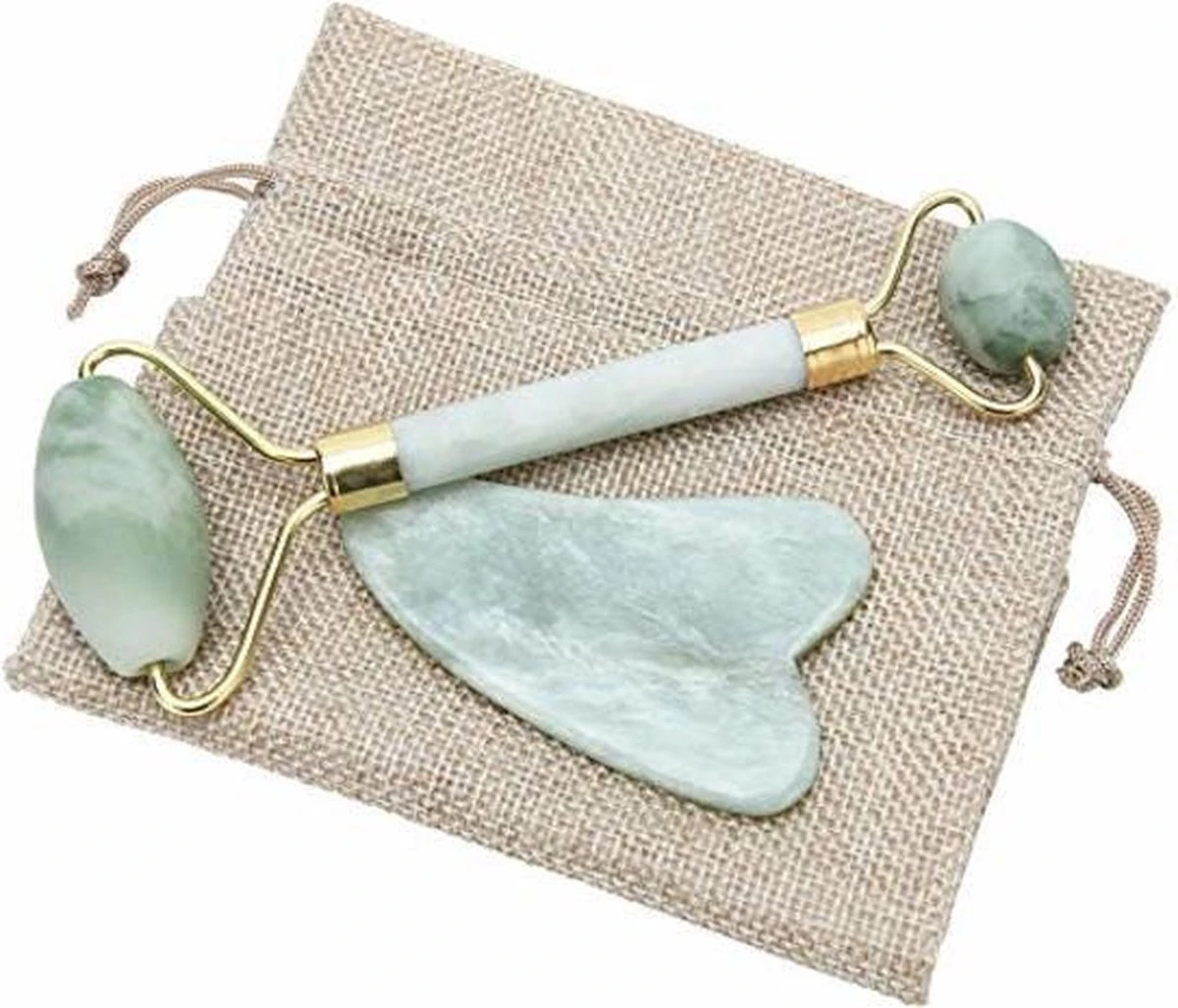 Merkloos LoveHealth Jade Roller En Gua Sha Schraper Set Gezichtsmassage - 100% Originele En Pure Jade 1 Merkloos LoveHealth Jade Roller En Gua Sha Schraper Set Gezichtsmassage - 100% Originele En Pure Jade