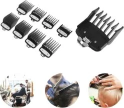 Evolize Professionele Premium Opzetkammen Voor Tondeuse - Opzetstukken Geschikt Voor Wahl Type 1 - Inclusief Fade Guards 0.5 En 1.5 - 8 Stuks - Nr. 1, 2, 3, 4, 6 En 8 - 1.5mm T/m 25mm - Zwart -Verzorgingsvoordeel Huis 1200x1050