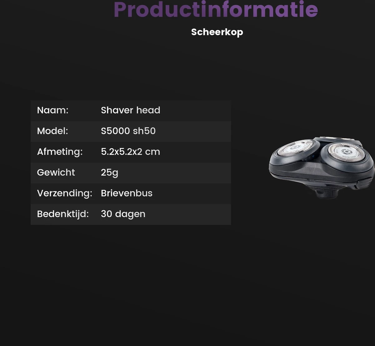 Scheerkop Geschikt Voor Philips 5000 Serie SH50/50 – Scheerkoppen - Zwart – Scheerhoofd - Voor S5000 - Scheermesjes - Senso 5000 3 Scheerkop Geschikt Voor Philips 5000 Serie SH50/50 – Scheerkoppen - Zwart – Scheerhoofd - Voor S5000 - Scheermesjes - Senso 5000 - Afbeelding 3