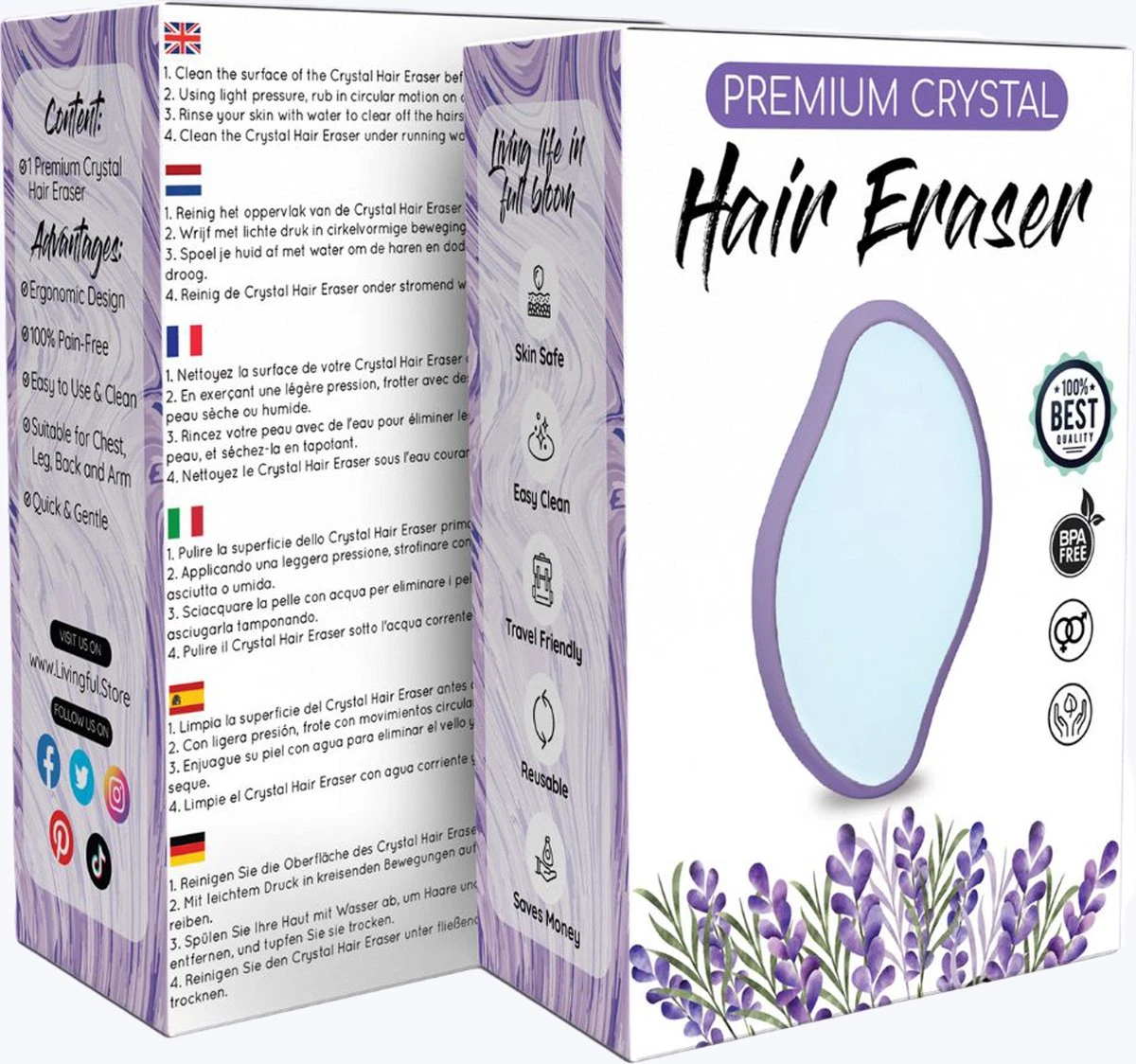 Livingful Premium Crystal Hair Removal • Pijnloos Ontharing Epileerapparaat Voor Armen Benen Rug• Mannen En Vrouwen • Epilator Voor Langdurige Ontharing • Snelle En Gemakkelijke Exfoliërende Ontharin • Haarverwijderaar • Kristalpad • Zijdezachte Huid 3 Livingful Premium Crystal Hair Removal • Pijnloos Ontharing Epileerapparaat Voor Armen Benen Rug• Mannen En Vrouwen • Epilator Voor Langdurige Ontharing • Snelle En Gemakkelijke Exfoliërende Ontharin • Haarverwijderaar • Kristalpad • Zijdezachte Huid - Afbeelding 3