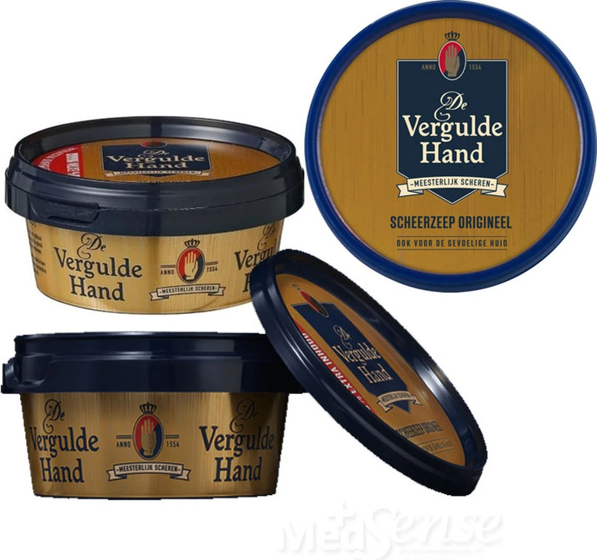 3 X Vergulde Hand Scheerzeep & Houten Scheerkwast 3 3 X Vergulde Hand Scheerzeep & Houten Scheerkwast - Afbeelding 3