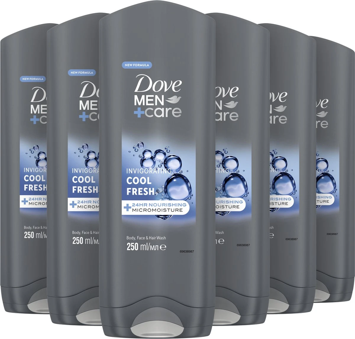 Dove Men+Care Cool Fresh 3-in-1 Douchegel - 6 X 250 Ml - Voordeelverpakking 2 Dove Men+Care Cool Fresh 3-in-1 Douchegel - 6 X 250 Ml - Voordeelverpakking - Afbeelding 2