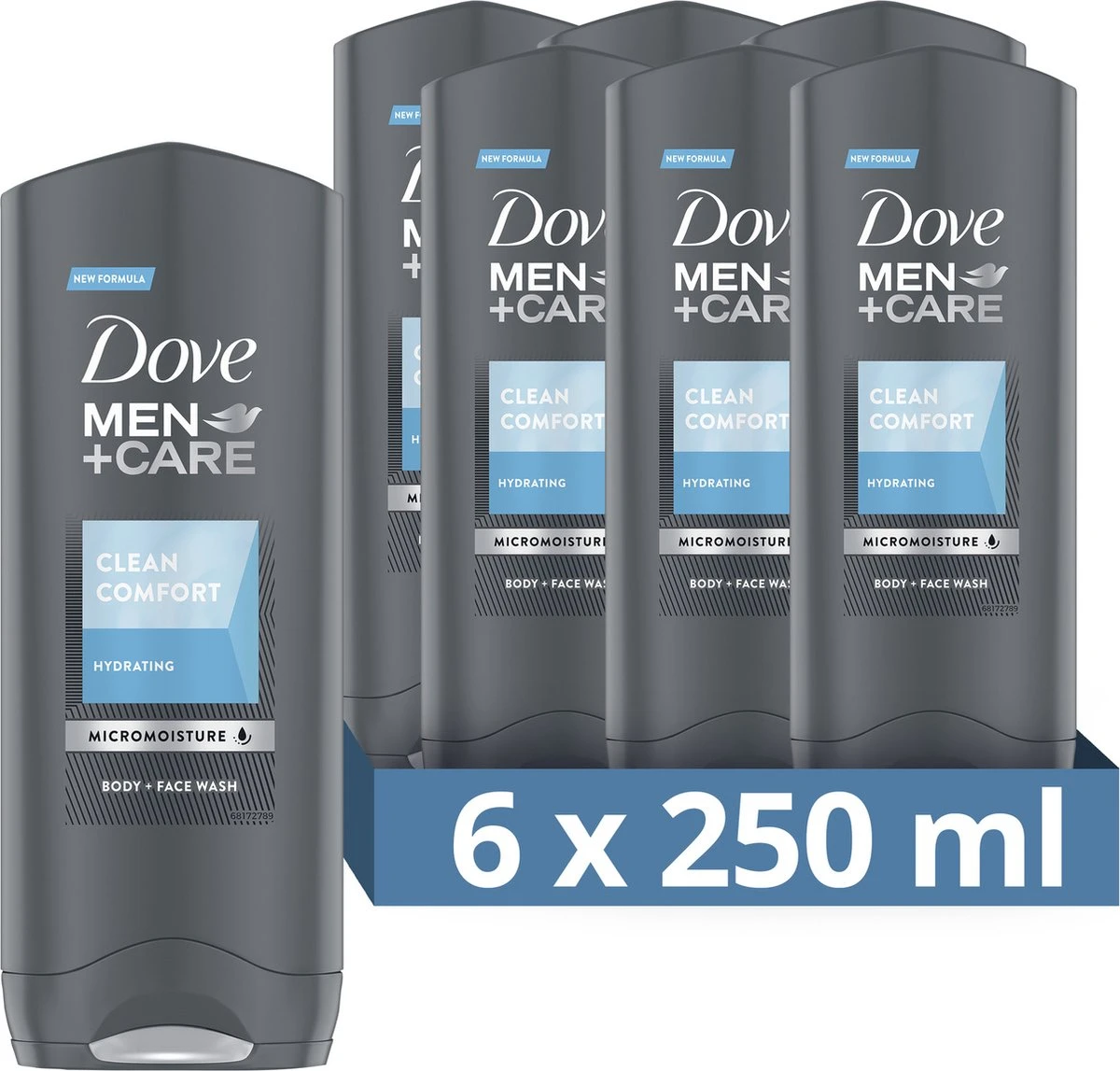 Dove Men+Care Clean Comfort Verzorgende Douchegel - 6 X 250 Ml - Voordeelverpakking 1 Dove Men+Care Clean Comfort Verzorgende Douchegel - 6 X 250 Ml - Voordeelverpakking