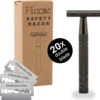 Safety Razor Scheermes + 20 Scheermesjes - Aluminium - Antraciet - Double Blade