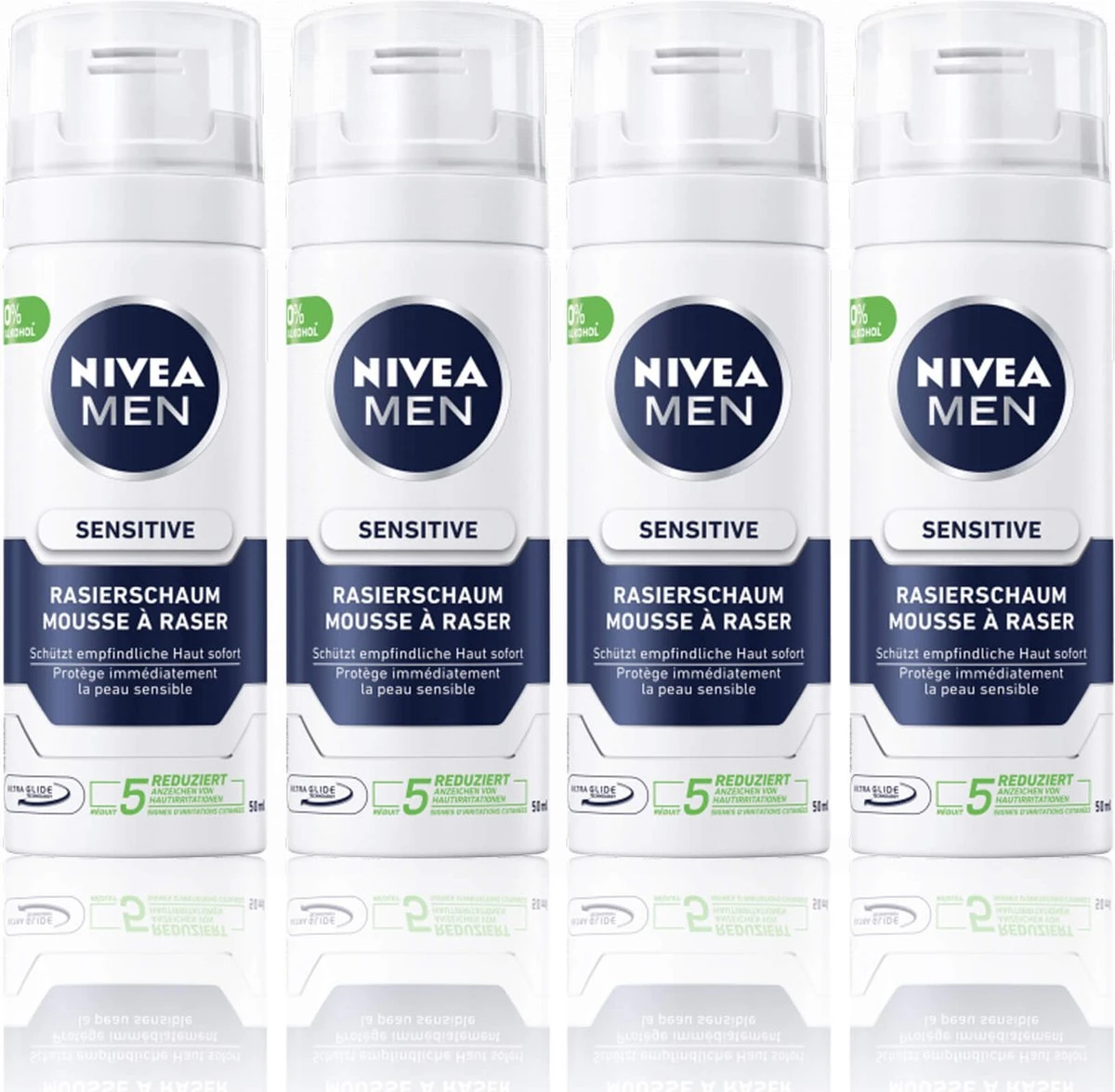 Nivea® | 4 X 50 Ml Scheerschuim Sensitive | Mini Flacon | Reisformaat | Gevoelige Huid | 2 Nivea® | 4 X 50 Ml Scheerschuim Sensitive | Mini Flacon | Reisformaat | Gevoelige Huid | - Afbeelding 2