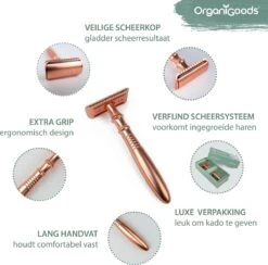 OrganiGoods Safety Razor + 20 Scheermesjes Blades - Safety Razor Voor Vrouwen - Rose Gold Goud Scheermes - Double Edge Single Blade - Veiligheidsscheermes - Duurzaam Scheermesje -Verzorgingsvoordeel Huis 1200x1184 4