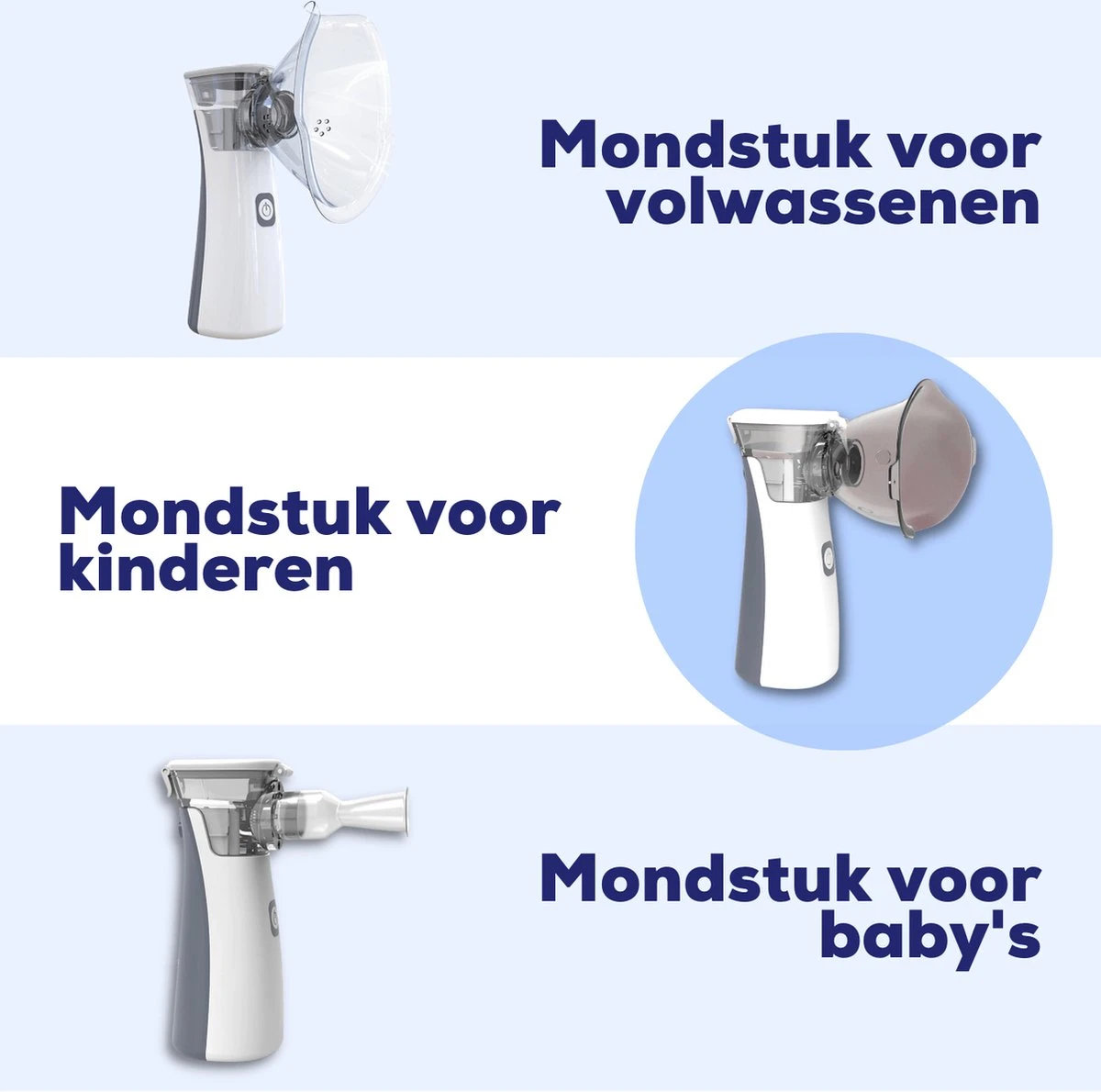 Aerosoltoestel Met 3 Mondstukken - Nebulizer Inhalator - Aerosoltoestel Kinderen, Volwassenen En Baby's - Vernevelaar Inhalator - Gezichtsstomer - Helpt Tegen Luchtwegaandoeningen 5 Aerosoltoestel Met 3 Mondstukken - Nebulizer Inhalator - Aerosoltoestel Kinderen, Volwassenen En Baby's - Vernevelaar Inhalator - Gezichtsstomer - Helpt Tegen Luchtwegaandoeningen - Afbeelding 5