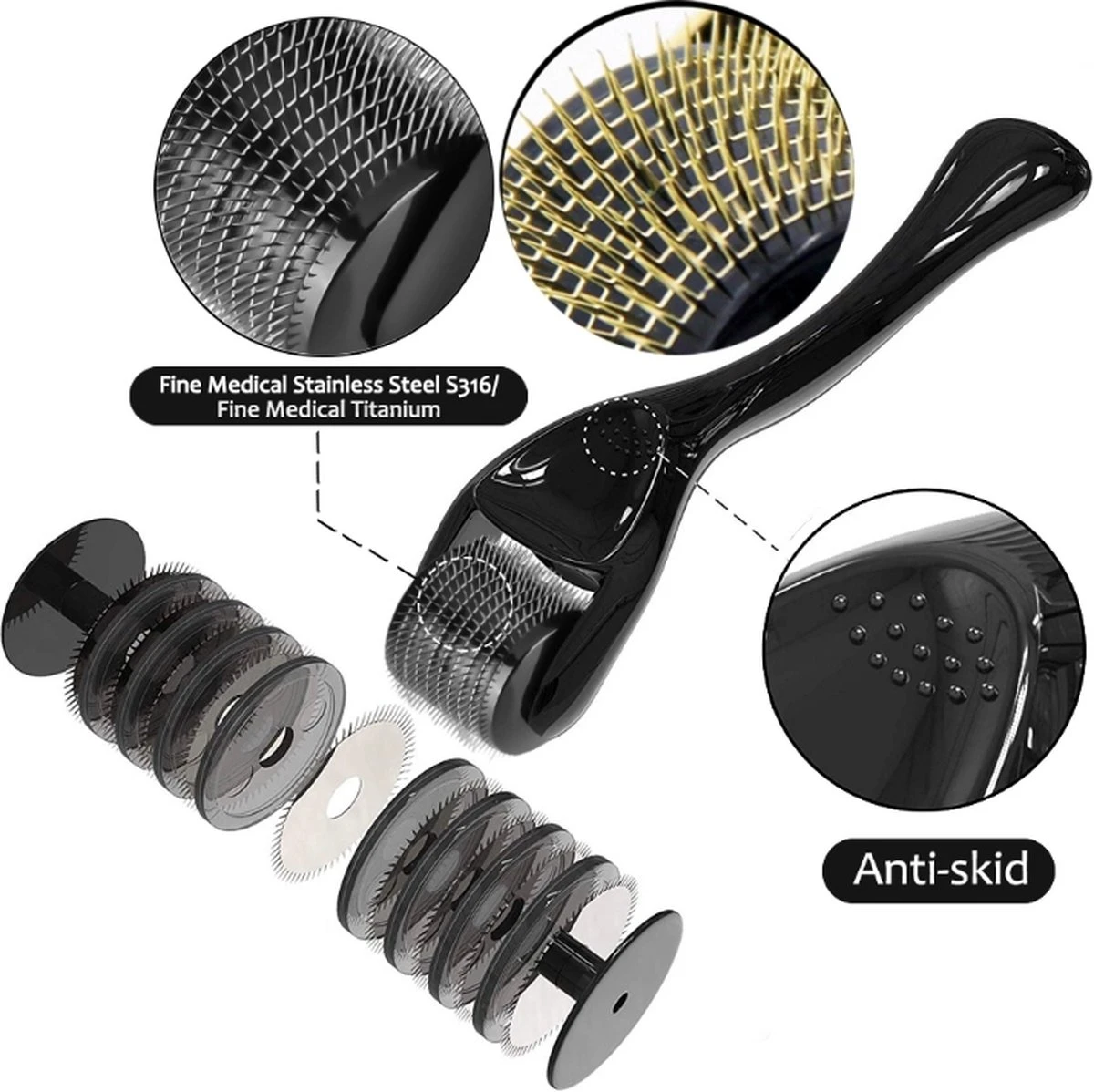 Kingsowned Derma Roller 1.5 Mm, 540 Naalden - Steriel Verpakt - Hoge Kwaliteit Chirurgisch Staal - Bewezen Effectief Tegen Rimpels, Acne Littekens, En Cellulitis & Stimulatie Van Haargroei Op De Hoofdhuid, Baardgroei 7 Kingsowned Derma Roller 1.5 Mm, 540 Naalden - Steriel Verpakt - Hoge Kwaliteit Chirurgisch Staal - Bewezen Effectief Tegen Rimpels, Acne Littekens, En Cellulitis & Stimulatie Van Haargroei Op De Hoofdhuid, Baardgroei - Afbeelding 7