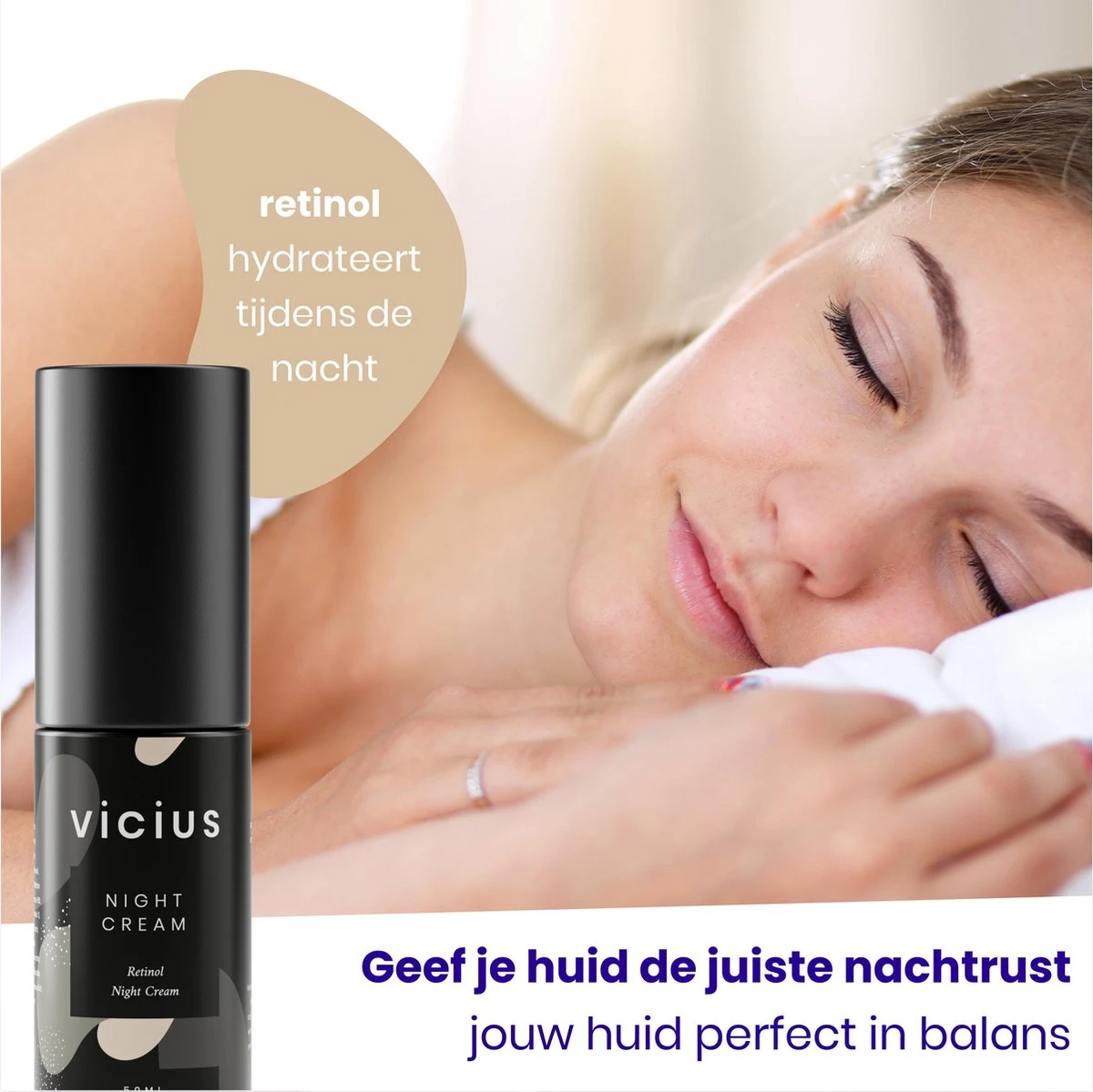 Vicius® - Nachtcrème Voor Vrouwen - Retinol - Anti Rimpel Crème - Hydraterende Gezichtscrème - 50ml 6 Vicius® - Nachtcrème Voor Vrouwen - Retinol - Anti Rimpel Crème - Hydraterende Gezichtscrème - 50ml - Afbeelding 6