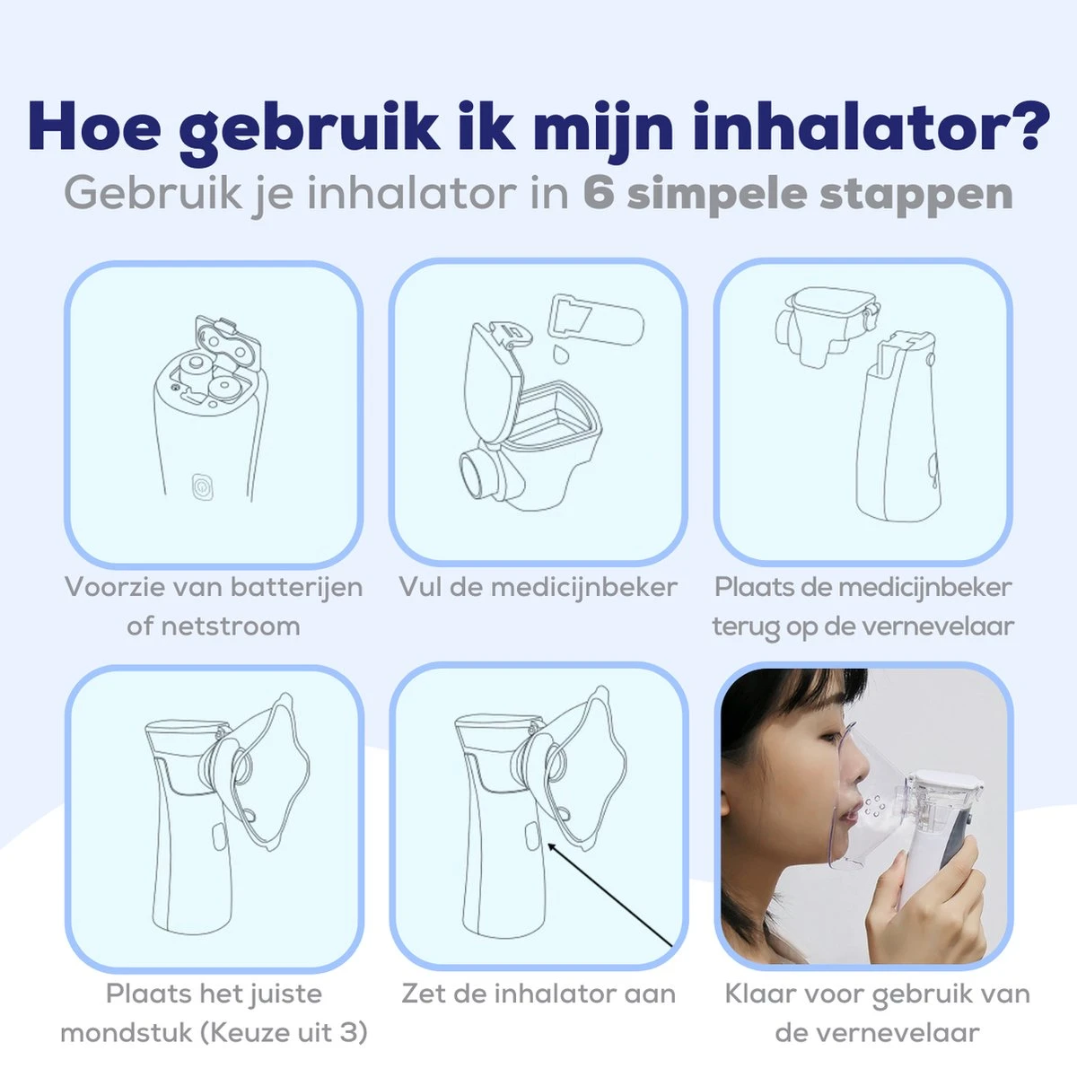Aerosoltoestel Met 3 Mondstukken - Nebulizer Inhalator - Aerosoltoestel Kinderen, Volwassenen En Baby's - Vernevelaar Inhalator - Gezichtsstomer - Helpt Tegen Luchtwegaandoeningen 8 Aerosoltoestel Met 3 Mondstukken - Nebulizer Inhalator - Aerosoltoestel Kinderen, Volwassenen En Baby's - Vernevelaar Inhalator - Gezichtsstomer - Helpt Tegen Luchtwegaandoeningen - Afbeelding 8