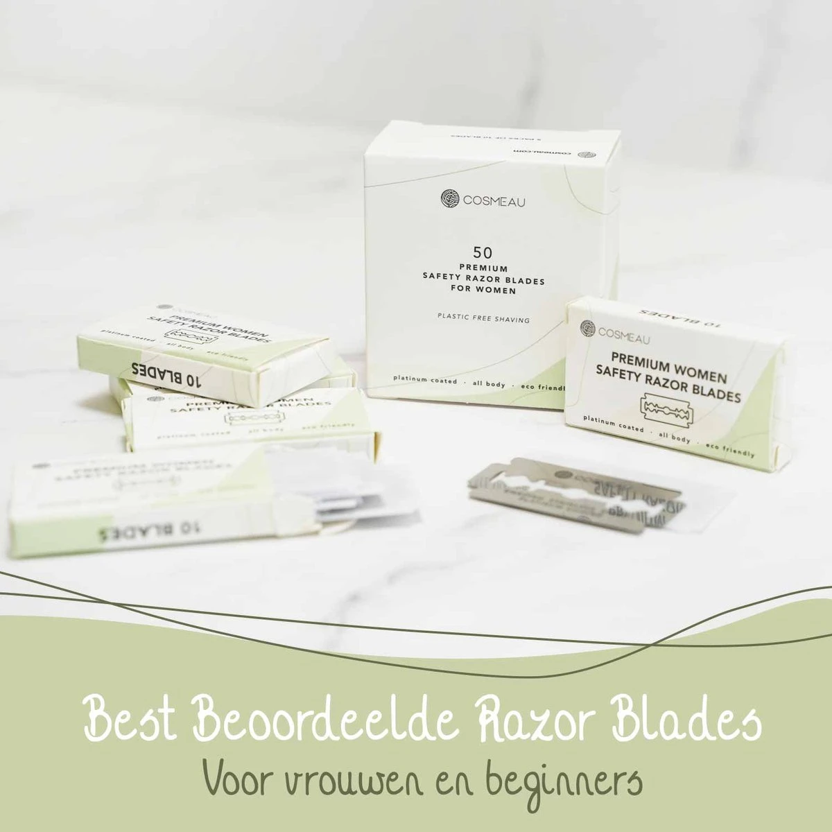 Cosmeau Safety Razor Blades Voor Vrouwen Alle Lichaamsdelen - 50 Stuks Safety Razor Scheermesjes Mesjes Voor Bamboozy Safety Razors - Platinum - Zero Waste 5 Cosmeau Safety Razor Blades Voor Vrouwen Alle Lichaamsdelen - 50 Stuks Safety Razor Scheermesjes Mesjes Voor Bamboozy Safety Razors - Platinum - Zero Waste - Afbeelding 5