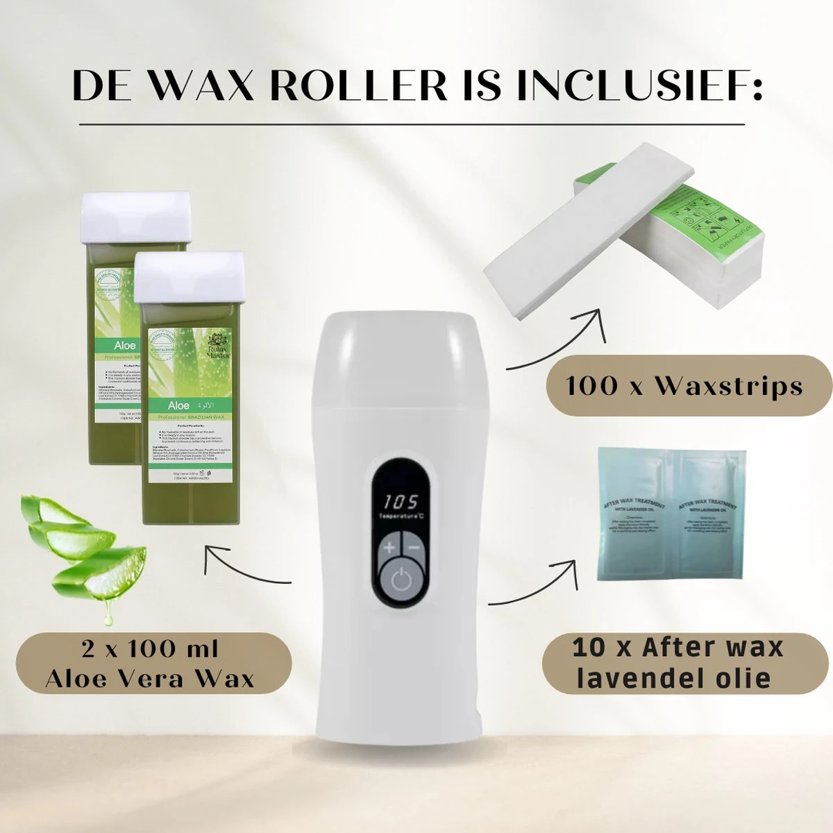 Wax Apparaat Vernieuwende Digitale Wax Roller - Wax Patroon Verwarmer - Wax Roller Kit Incl. 2 Aloe Vera Vullingen, After Wax & Waxstrips - Waxroller - Ontharen Voor Man En Vrouw 6 Wax Apparaat Vernieuwende Digitale Wax Roller - Wax Patroon Verwarmer - Wax Roller Kit Incl. 2 Aloe Vera Vullingen, After Wax & Waxstrips - Waxroller - Ontharen Voor Man En Vrouw - Afbeelding 6