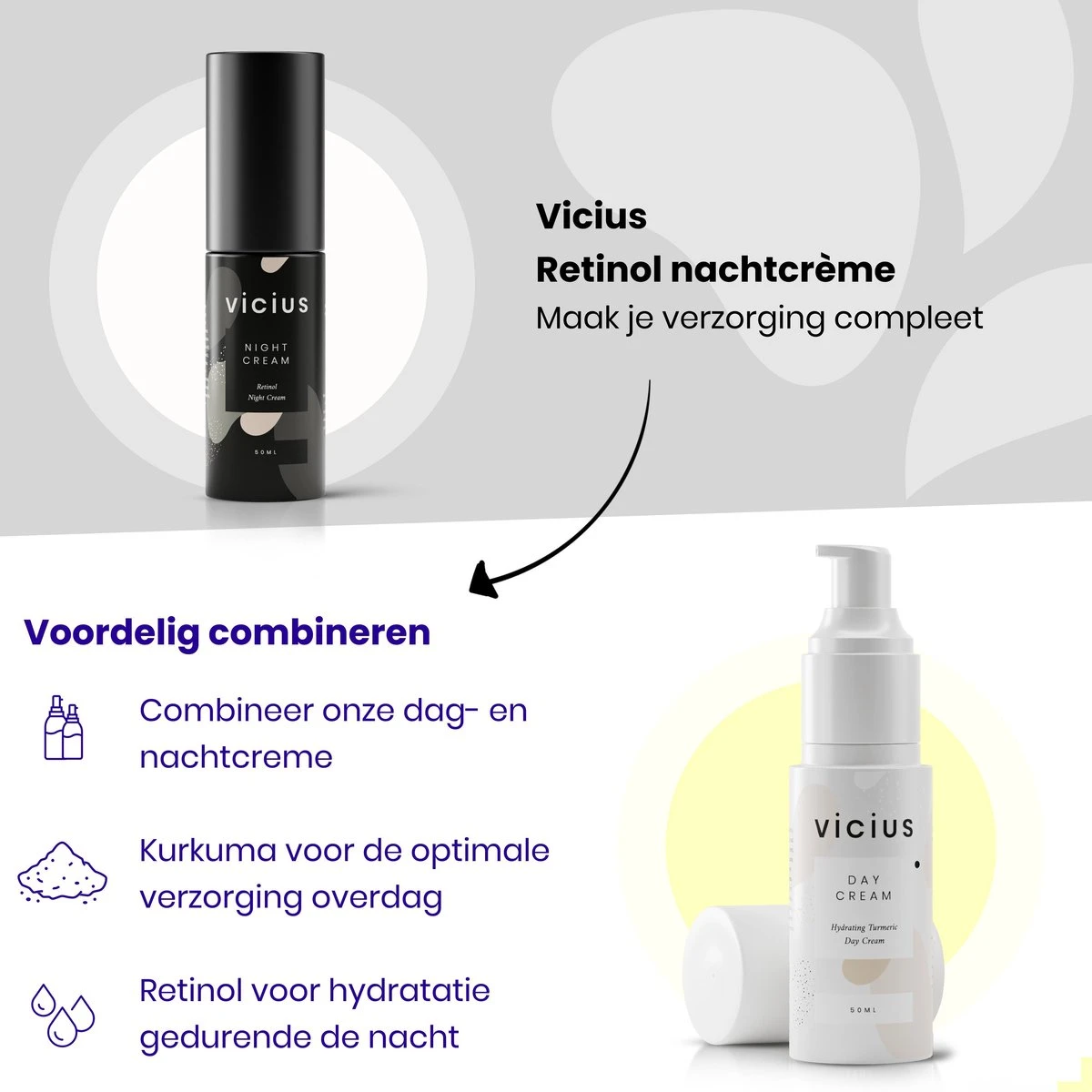 Vicius® - Nachtcrème Voor Vrouwen - Retinol - Anti Rimpel Crème - Hydraterende Gezichtscrème - 50ml 5 Vicius® - Nachtcrème Voor Vrouwen - Retinol - Anti Rimpel Crème - Hydraterende Gezichtscrème - 50ml - Afbeelding 5