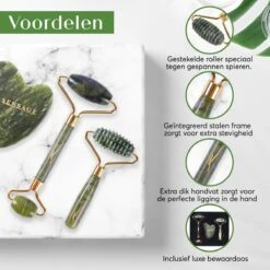 Sensage Jade Roller Met Gua Sha Steen | Massage | 100% Natuurlijk Groene Jade | Gezichtsroller | Face Roller | Roller | Gezichtsmassage | 4-delige Beauty Set 14 Sensage Jade Roller Met Gua Sha Steen | Massage | 100% Natuurlijk Groene Jade | Gezichtsroller | Face Roller | Roller | Gezichtsmassage | 4-delige Beauty Set -Verzorgingsvoordeel Huis 1200x1200 1383