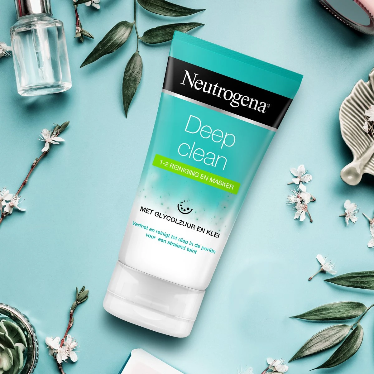 Neutrogena® Deep Clean 2-1 Reiniging En Masker, Kleimasker, Verfrissende Gezichtsreiniging En Gezichtsmasker Met Glycolzuur En Klei, Geschikt Voor Alle Huidtypen, 1 X 150 Ml 6 Neutrogena® Deep Clean 2-1 Reiniging En Masker, Kleimasker, Verfrissende Gezichtsreiniging En Gezichtsmasker Met Glycolzuur En Klei, Geschikt Voor Alle Huidtypen, 1 X 150 Ml - Afbeelding 6