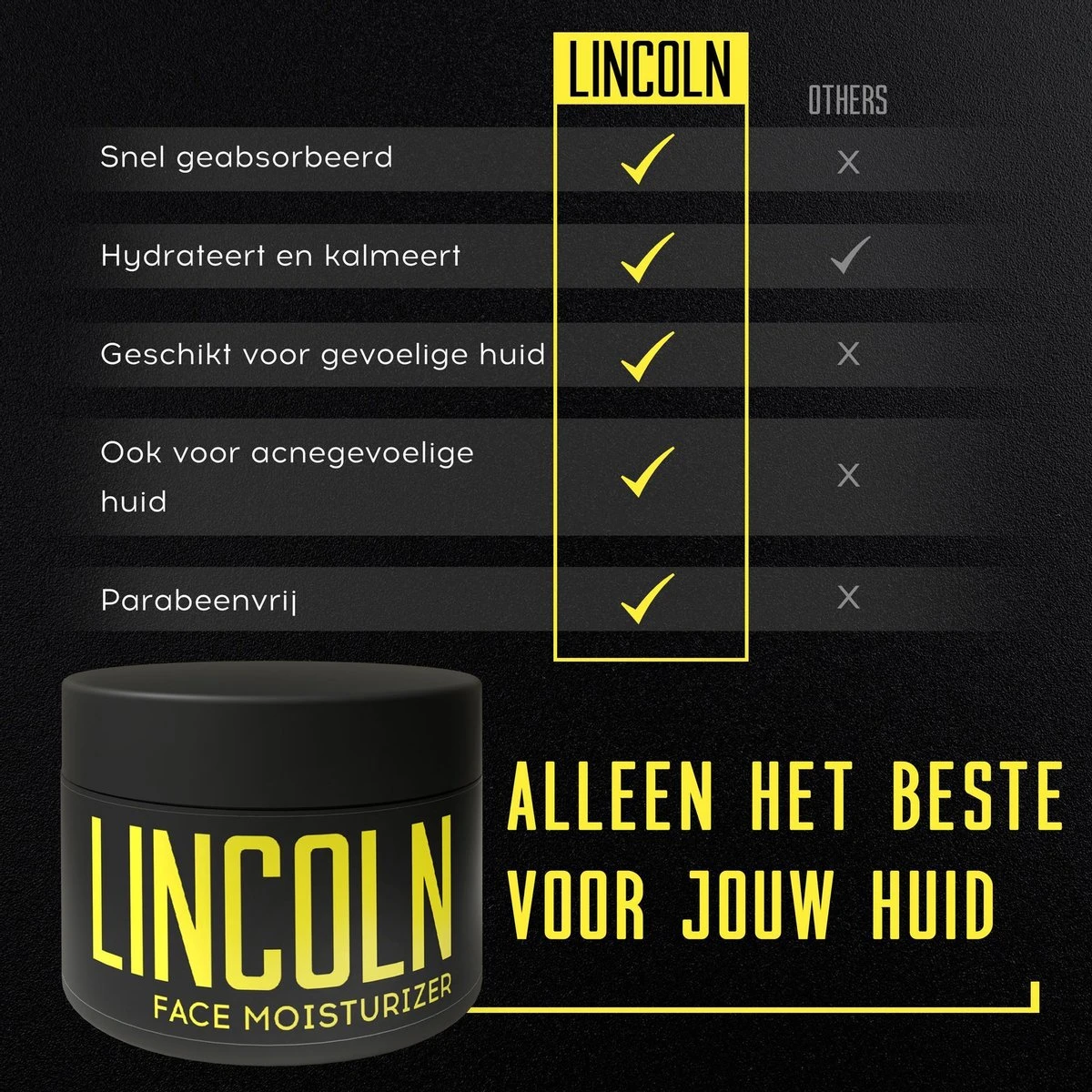 LINCOLN Dagcrème - Gezichtscrème Mannen | Anti Aging Crème Met Natuurlijk Hyaluronzuur, Moisturizer, Anti Rimpel Creme - 100ml 4 LINCOLN Dagcrème - Gezichtscrème Mannen | Anti Aging Crème Met Natuurlijk Hyaluronzuur, Moisturizer, Anti Rimpel Creme - 100ml - Afbeelding 4