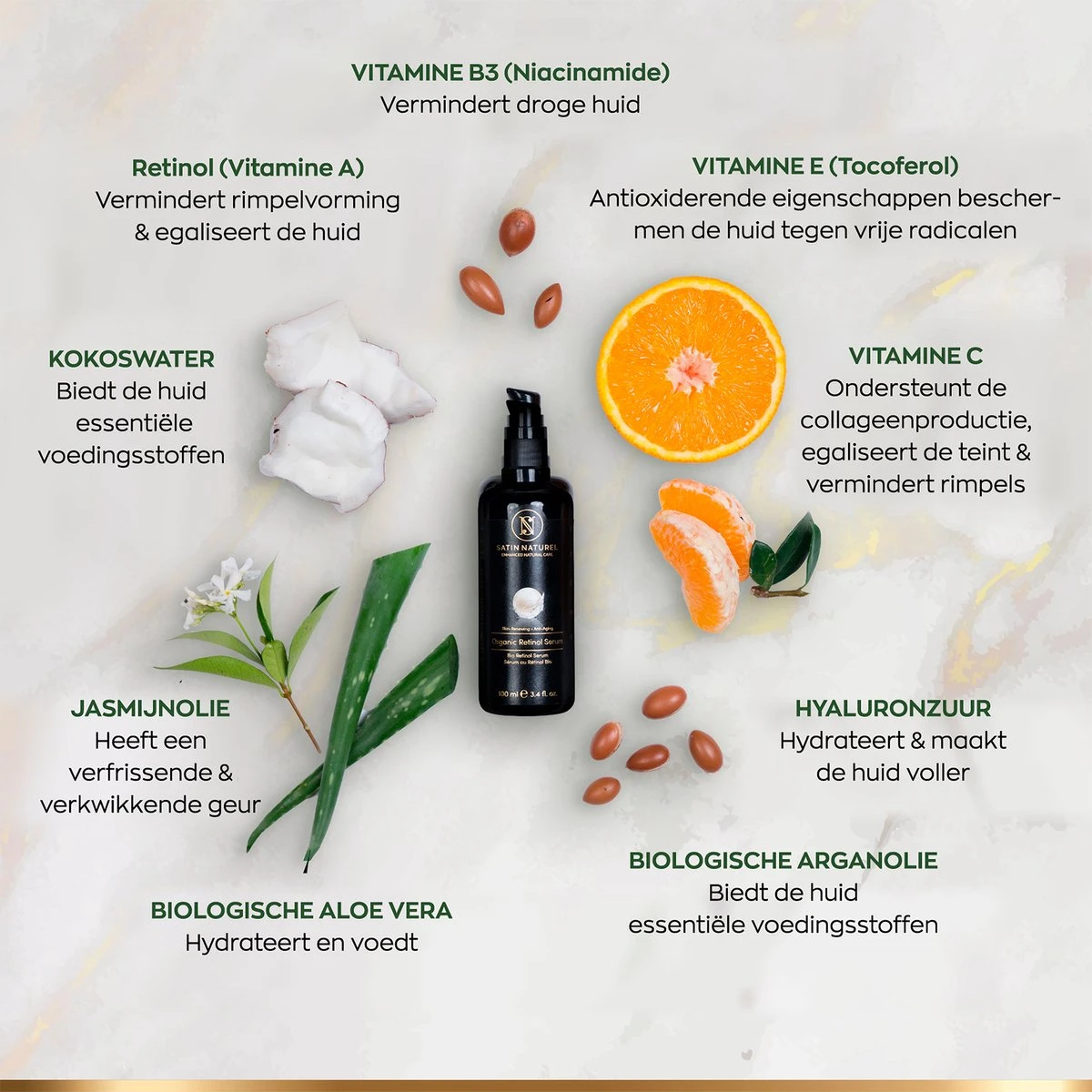 Satin Naturel Bio Retinol Serum Gezichtsverzorging - Anti Age - Moisturizer - Serum Gezicht - 100ml 2 Satin Naturel Bio Retinol Serum Gezichtsverzorging - Anti Age - Moisturizer - Serum Gezicht - 100ml - Afbeelding 2