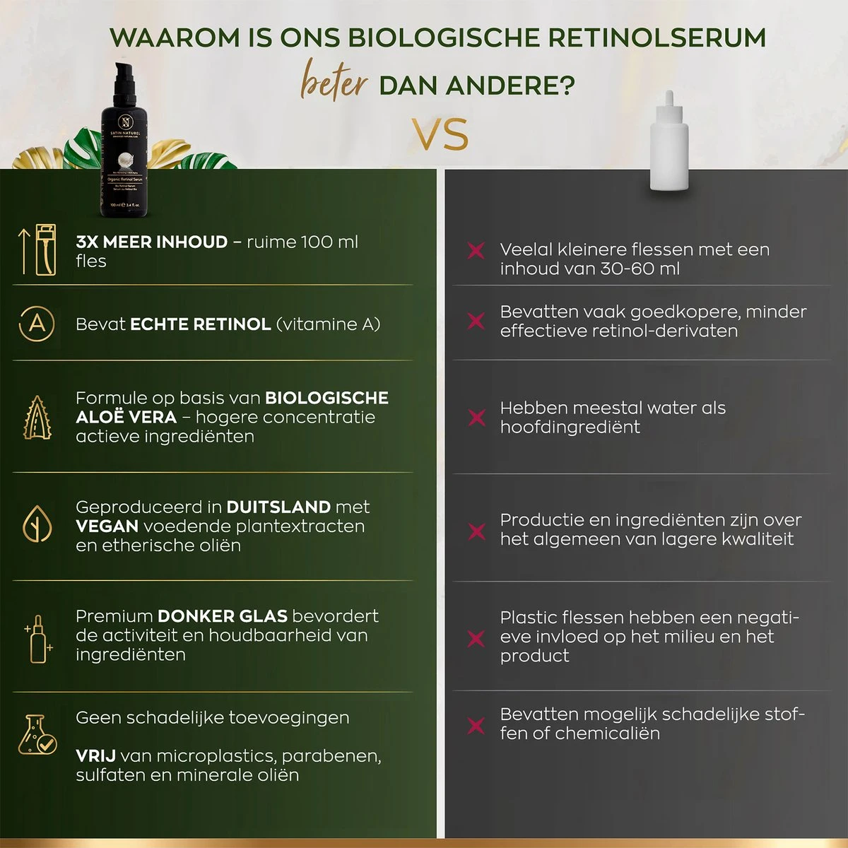 Satin Naturel Bio Retinol Serum Gezichtsverzorging - Anti Age - Moisturizer - Serum Gezicht - 100ml 5 Satin Naturel Bio Retinol Serum Gezichtsverzorging - Anti Age - Moisturizer - Serum Gezicht - 100ml - Afbeelding 5