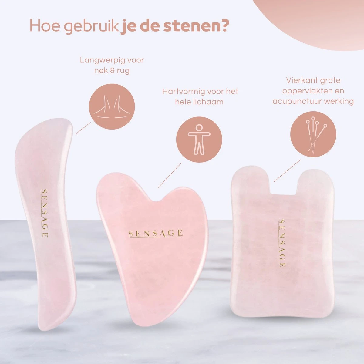 Sensage Gua Sha Set | 3-Delige Massage Set | 100% Natuurlijke Rozenkwarts Guasha Steen | Relax Anti Aging | Huidverzorging | Ontspanning | Gezichtsmassage | Lekkerder In Je Vel 8 Sensage Gua Sha Set | 3-Delige Massage Set | 100% Natuurlijke Rozenkwarts Guasha Steen | Relax Anti Aging | Huidverzorging | Ontspanning | Gezichtsmassage | Lekkerder In Je Vel - Afbeelding 8
