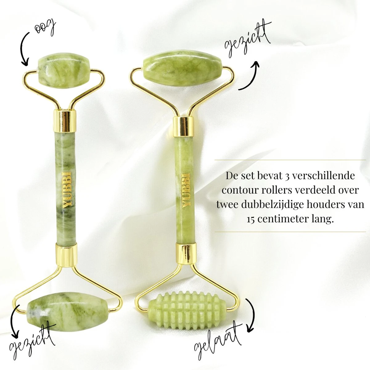 YUBBI™ Jade Gua Sha Set - Groene Jade Gezichtsroller - Schraper - Gezichtsverzorging - 4 Stuks - Inclusief Instructies 4 YUBBI™ Jade Gua Sha Set - Groene Jade Gezichtsroller - Schraper - Gezichtsverzorging - 4 Stuks - Inclusief Instructies - Afbeelding 4