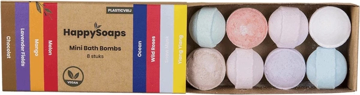 HappySoaps Mini Bath Bombs - Herbal Sweets - 8 Bruisballen In Verschillende Kruidig Zoete Geuren - 100% Plasticvrij, Vegan & Natuurlijk 9 HappySoaps Mini Bath Bombs - Herbal Sweets - 8 Bruisballen In Verschillende Kruidig Zoete Geuren - 100% Plasticvrij, Vegan & Natuurlijk - Afbeelding 9