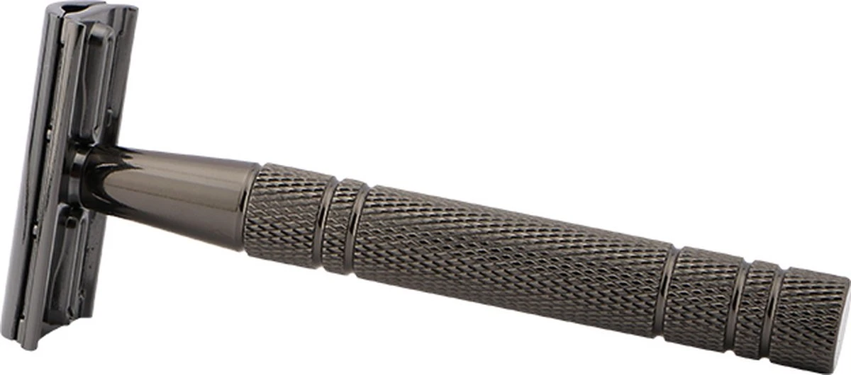 Safety Razor Scheermes + 20 Scheermesjes - Aluminium - Antraciet - Double Blade 8 Safety Razor Scheermes + 20 Scheermesjes - Aluminium - Antraciet - Double Blade - Afbeelding 8