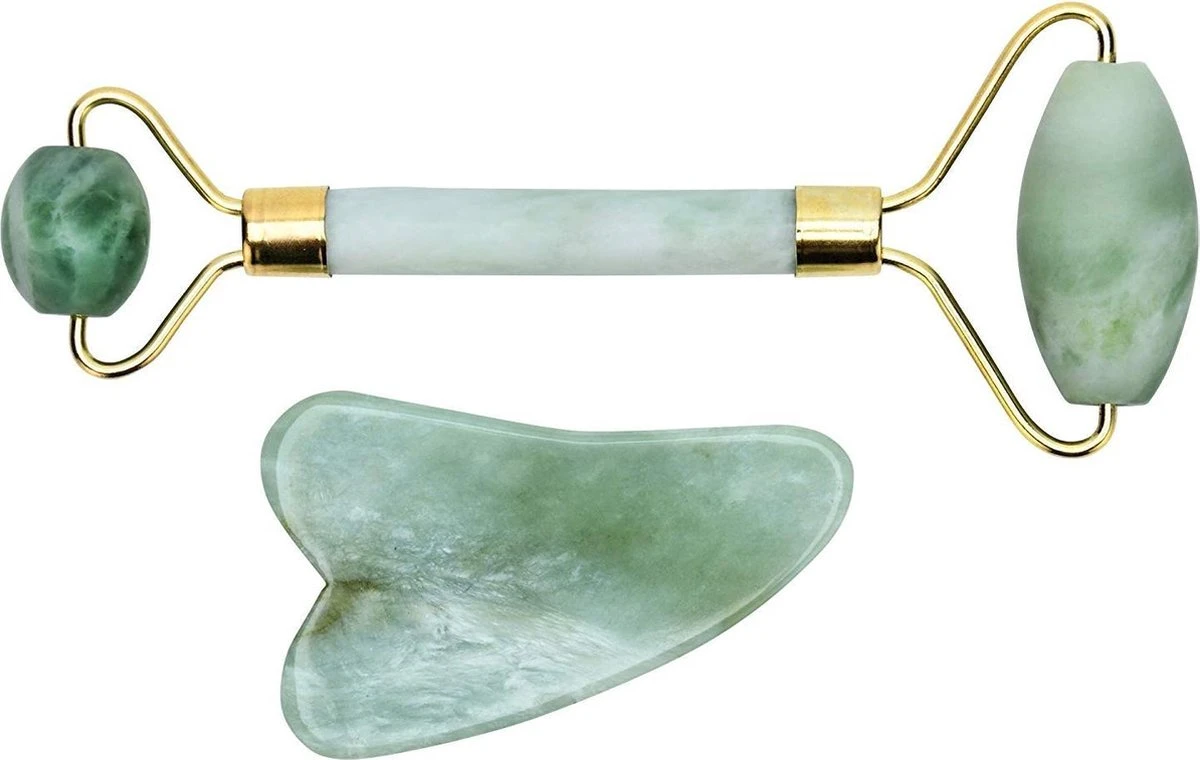 Merkloos LoveHealth Jade Roller En Gua Sha Schraper Set Gezichtsmassage - 100% Originele En Pure Jade 4 Merkloos LoveHealth Jade Roller En Gua Sha Schraper Set Gezichtsmassage - 100% Originele En Pure Jade - Afbeelding 4