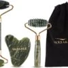 Sensage Jade Roller Met Gua Sha Steen | Massage | 100% Natuurlijk Groene Jade | Gezichtsroller | Face Roller | Roller | Gezichtsmassage | 4-delige Beauty Set