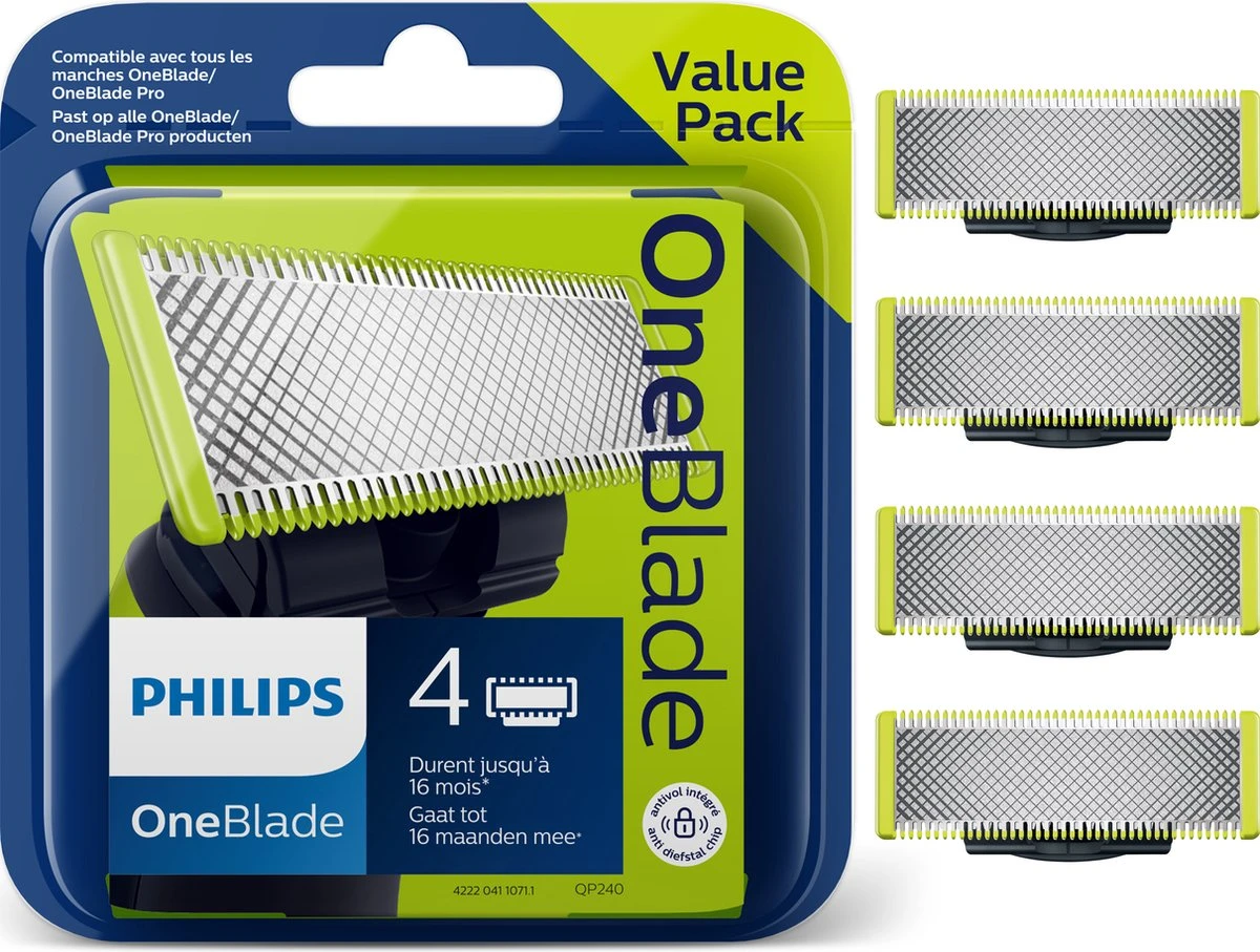 Philips OneBlade Original Blade QP240/50 - Vervangmesjes - 4 Stuks 1 Philips OneBlade Original Blade QP240/50 - Vervangmesjes - 4 Stuks