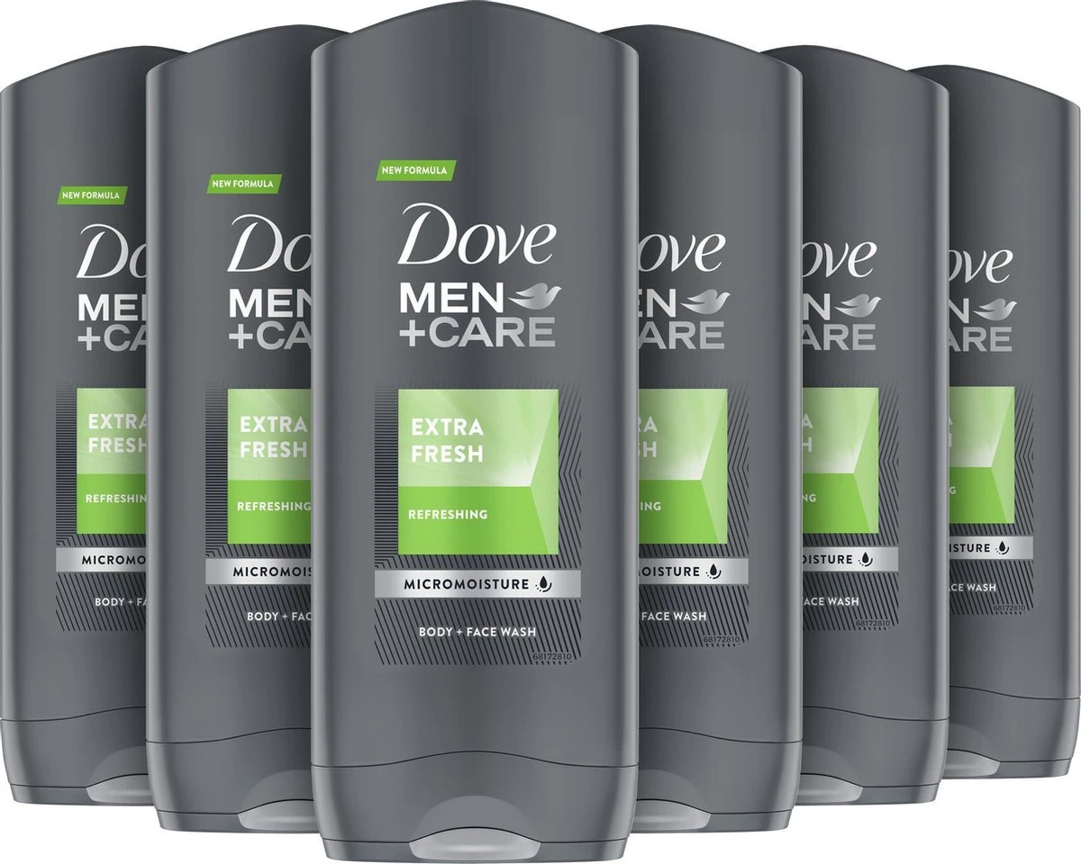 Dove Men+Care Extra Fresh Douchegel - 6 X 400 Ml - Voordeelverpakking 1 Dove Men+Care Extra Fresh Douchegel - 6 X 400 Ml - Voordeelverpakking
