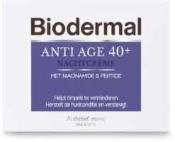 Biodermal Anti Age Nachtcrème 40+ - Nachtcrème Met Niacinamide & Peptide - Herstelt De Huidconditie En Verstevigt - 50ml -Verzorgingsvoordeel Huis 1200x977 4