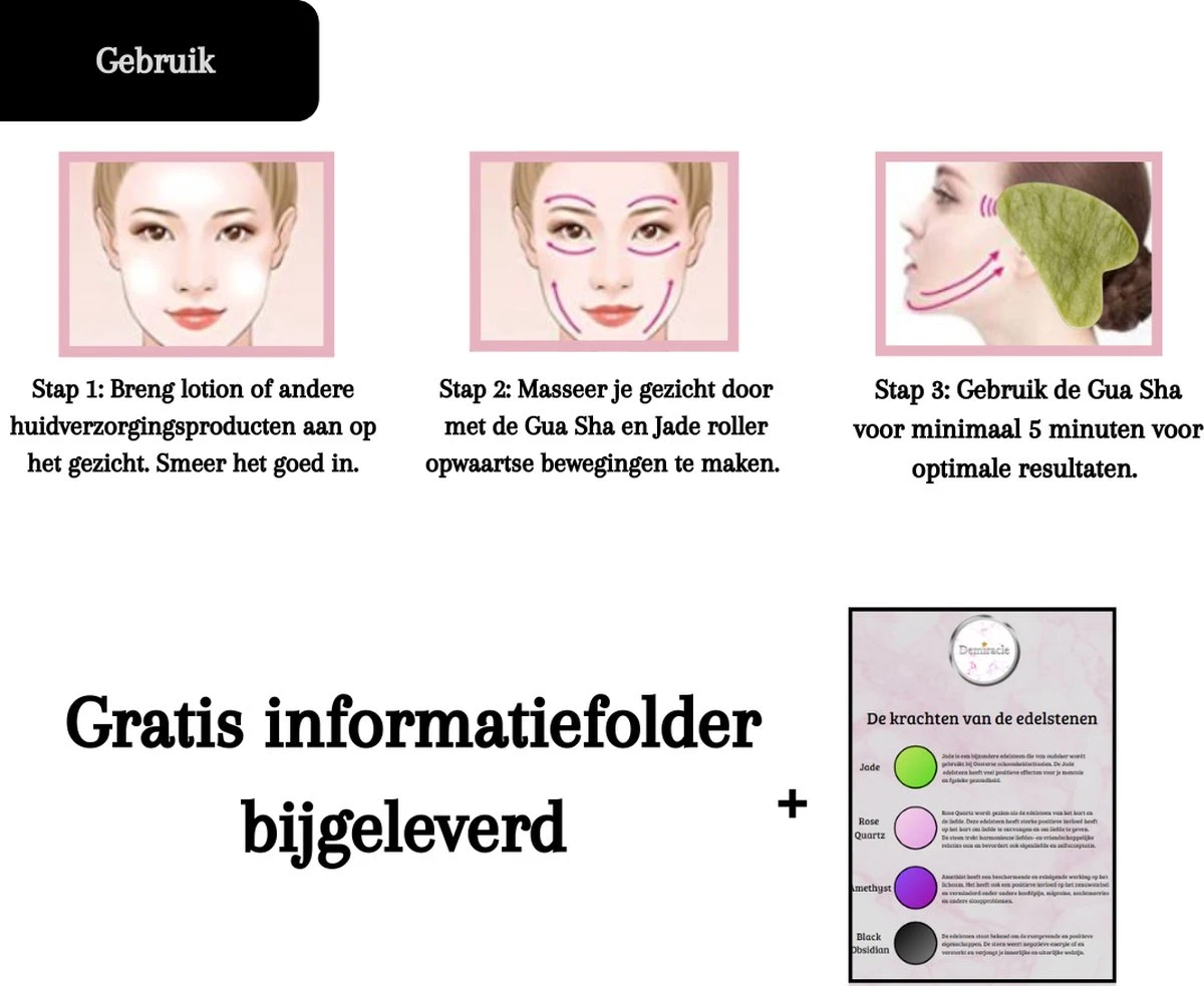 Demiracle® Pure Jade Gua Sha – Schraper - Massagehulpmiddel – Gezichtsmassage – Massage – Jade Roller - Face Roller – Ontspanning 3 Demiracle® Pure Jade Gua Sha – Schraper - Massagehulpmiddel – Gezichtsmassage – Massage – Jade Roller - Face Roller – Ontspanning - Afbeelding 3