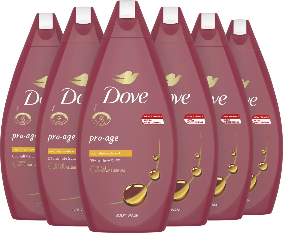 Dove Pro Age Douchegel - 6 X 450 Ml - Voordeelverpakking 1 Dove Pro Age Douchegel - 6 X 450 Ml - Voordeelverpakking
