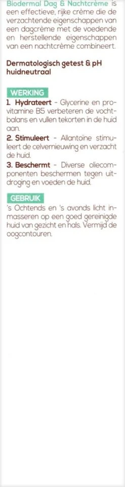 Biodermal Dag- En Nachtcrème - Hydraterend En Voedend - 100ml 11 Biodermal Dag- En Nachtcrème - Hydraterend En Voedend - 100ml -Verzorgingsvoordeel Huis 309x1200 14