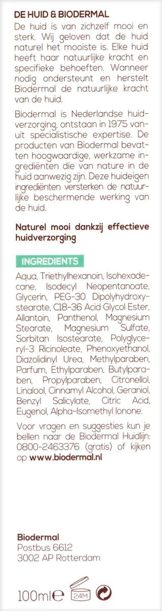 Biodermal Dag- En Nachtcrème - Hydraterend En Voedend - 100ml 4 Biodermal Dag- En Nachtcrème - Hydraterend En Voedend - 100ml - Afbeelding 4