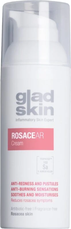 Gladskin ROSACEAR Cream 30ml - Klinisch Bewezen Effectief Tegen Roodheid, Droogheid En Branderig Gevoel- Hypoallergeen - Parfumvrij - Met Staphefekt™