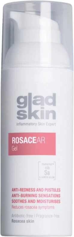 Gladskin ROSACEAR Gel 30ml - Gladskin ROSACEAR Gel 50ml - Klinisch Bewezen Effectief Tegen Roodheid, Droogheid En Branderig Gevoel - 74% Geeft Verbetering Van Symptomen Aan Na 4 Weken Gebruik - Met Staphefekt™