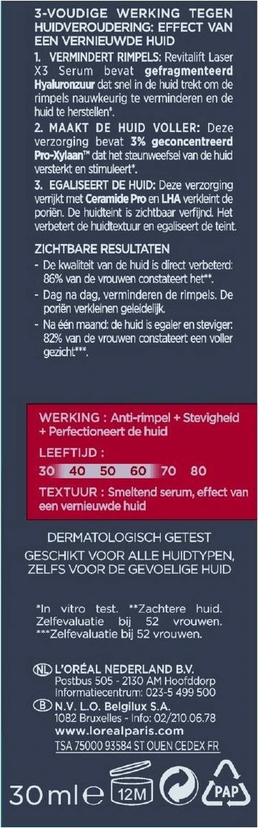 L’Oréal Paris RevitaLift Rejuvenating Serum Laser X3 - 30ml 4 L’Oréal Paris RevitaLift Rejuvenating Serum Laser X3 - 30ml - Afbeelding 4