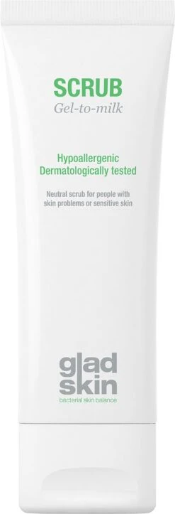 Gladskin Scrub 75 Ml - Milde Scrub - Speciaal Ontwikkeld Voor Gevoelige Huid - Ook Bij Acne, Rosacea Of Eczeem Klachten - Dermatologisch Getest - Parfumvrij, Alcoholvrij, Hypoallergeen