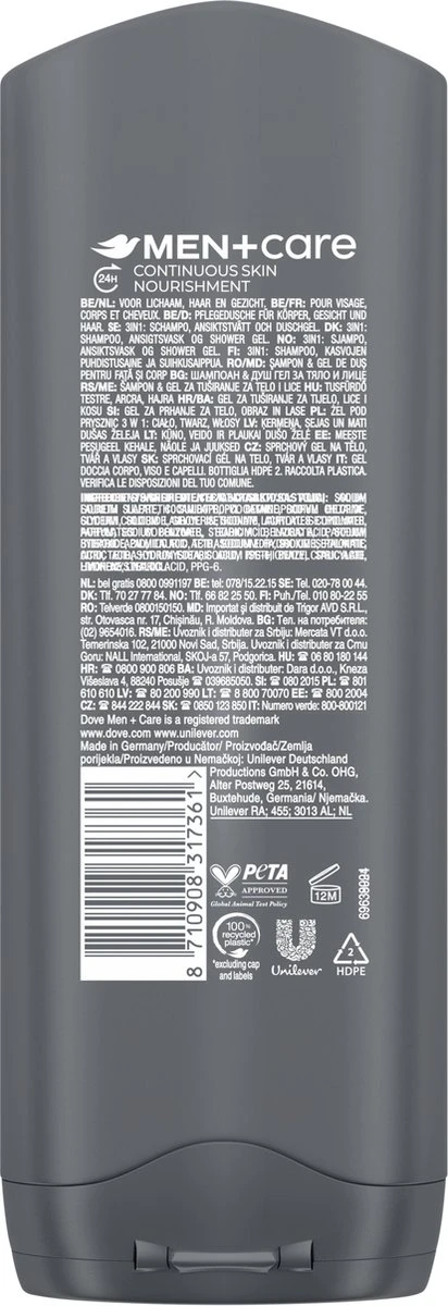 Dove Men+Care Cool Fresh 3-in-1 Douchegel - 6 X 250 Ml - Voordeelverpakking 3 Dove Men+Care Cool Fresh 3-in-1 Douchegel - 6 X 250 Ml - Voordeelverpakking - Afbeelding 3