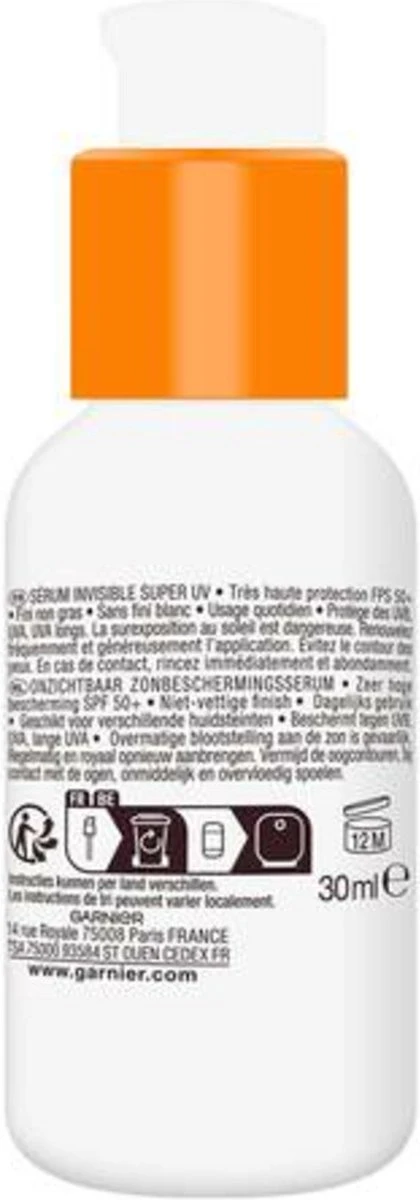 Garnier Ambre Solaire Invisible Super UV Serum SPF 50+ 30 Ml 6 Garnier Ambre Solaire Invisible Super UV Serum SPF 50+ 30 Ml - Afbeelding 6