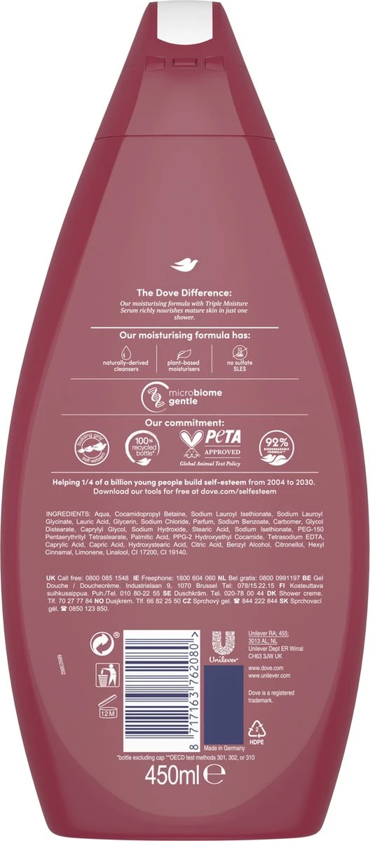 Dove Pro Age Douchegel - 6 X 450 Ml - Voordeelverpakking 8 Dove Pro Age Douchegel - 6 X 450 Ml - Voordeelverpakking - Afbeelding 8