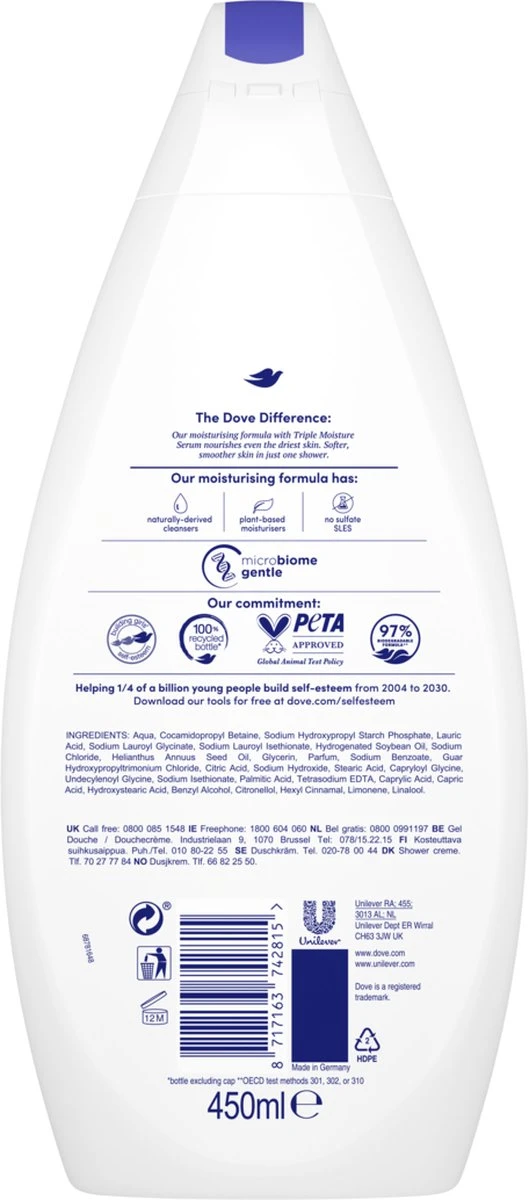 Dove Douchegel Deeply Nourishing - 6 X 450 Ml - Voordeelverpakking 6 Dove Douchegel Deeply Nourishing - 6 X 450 Ml - Voordeelverpakking - Afbeelding 6